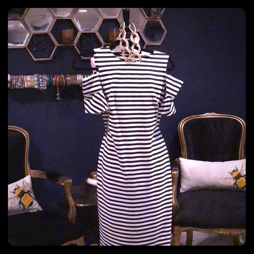 Figure Flattering/ Shaping Cold Shoulder Sheath